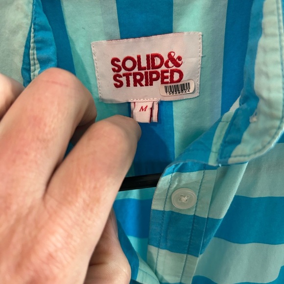 SOLID & STRIPED Oxford Tunic Maxi Aqua and White Striped - Size M - Picture 3 of 7